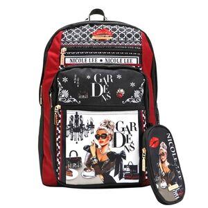 Nicole Lee U.S.A Nylon Fashion Backpack Removable Phone Zip Pouch Travel Bag